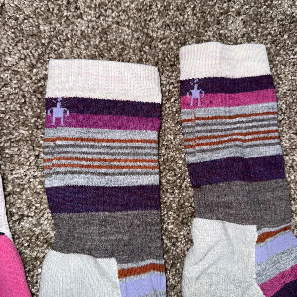 Smartwool Socks Bundle Women L Multicolor Excellent Merino Wool Striped Athletic